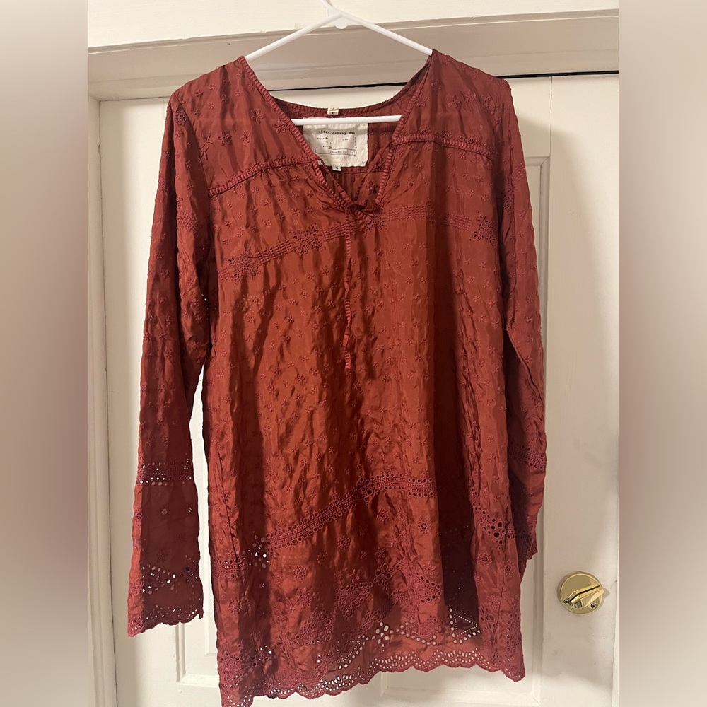 Vintage Johnny Was Silk Embroidered Tunic Top
